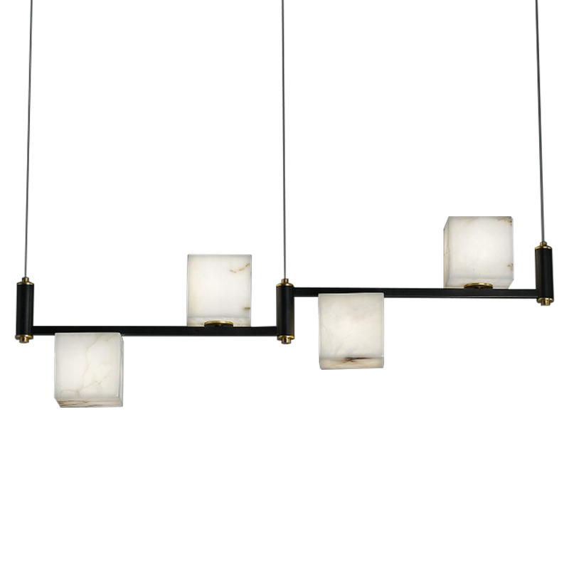 Люстра Marble Cubes Modern Light Chandelier 4 плафона Черный Белый Мрамор Bianco Латунь Люстра Marble Cubes Modern Light Chandelier 4 плафона Черный Белый Мрамор Bianco Латунь в Рязани | Loft Concept
