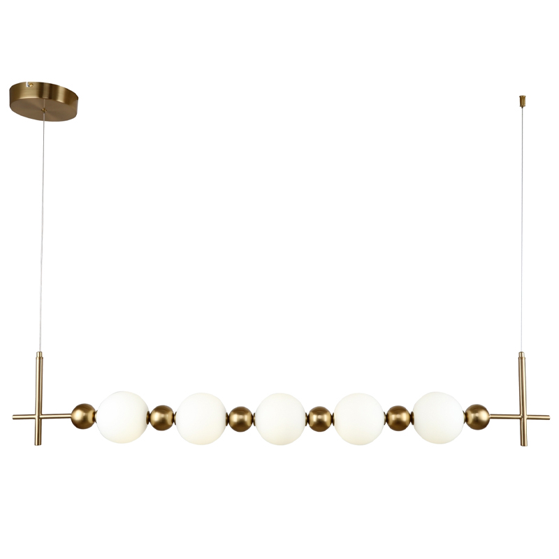 Линейная люстра PEARLS SUSPENSION Белый Латунь Линейная люстра PEARLS SUSPENSION Белый Латунь в Рязани | Loft Concept