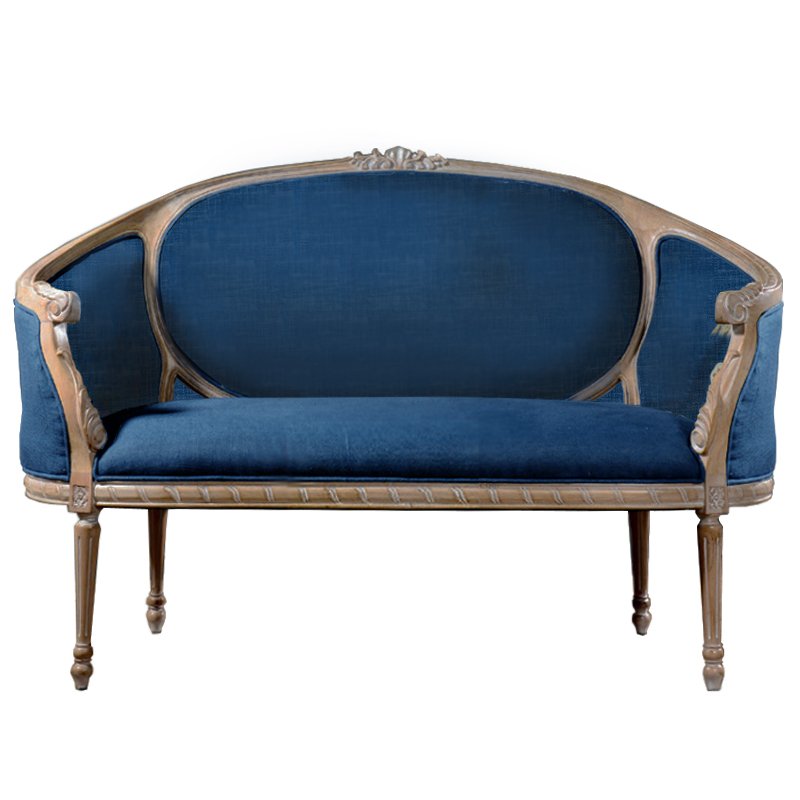 Диван Berjer 2 seat Bench Sofa Синий Дерево Акация Диван Berjer 2 seat Bench Sofa Синий Дерево Акация в Рязани | Loft Concept