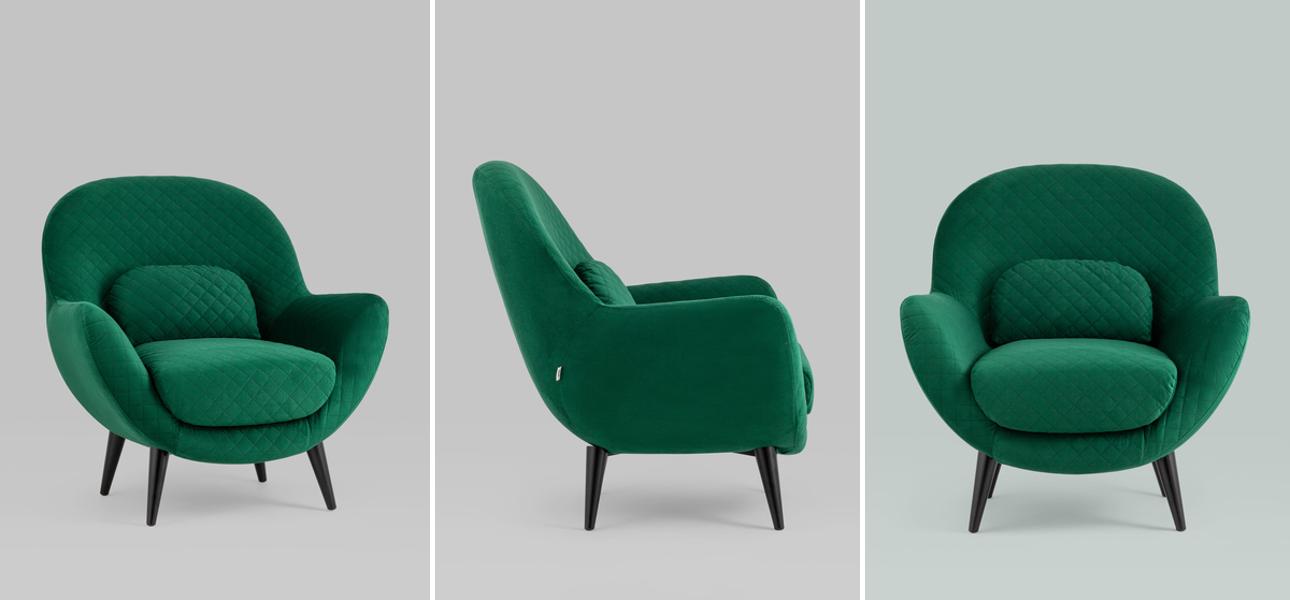 Кресло Olwen изумрудный велюр - фото
