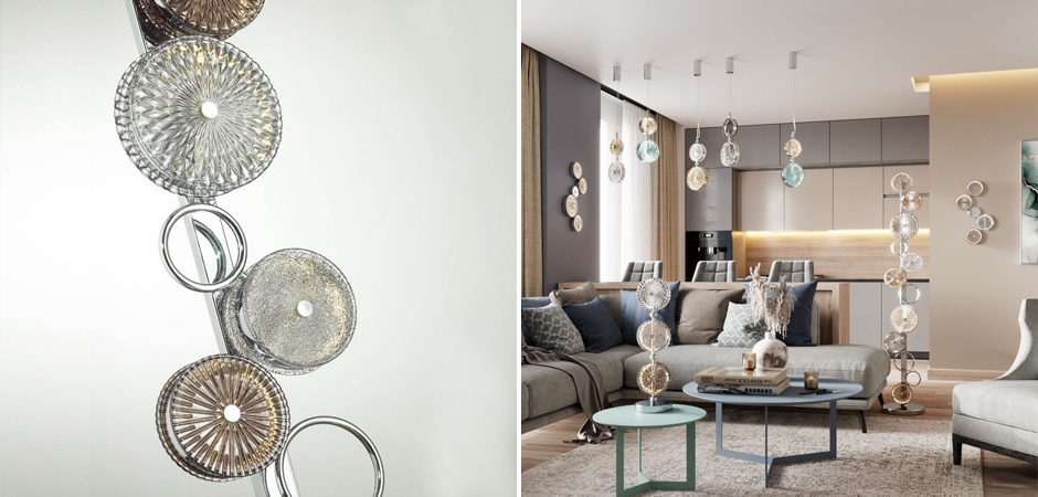 Торшер с рельефным стеклом Glass Peonies Торшер с рельефным стеклом Glass Peonies - Loft-Concept в Рязани
