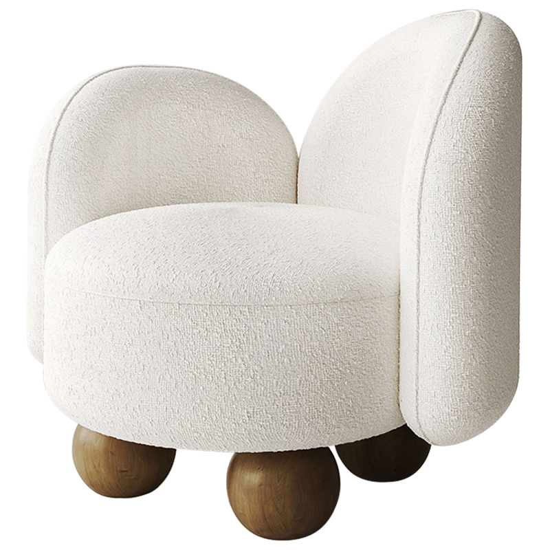 Кресло White Wooden Balls Белый Коричневый Кресло White Wooden Balls Белый Коричневый в Рязани | Loft Concept