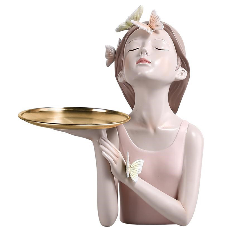 Статуэтка Butterfly Girl Tray Бежевый Золотой Розовый пастельный Статуэтка Butterfly Girl Tray Бежевый Золотой Розовый пастельный в Рязани | Loft Concept