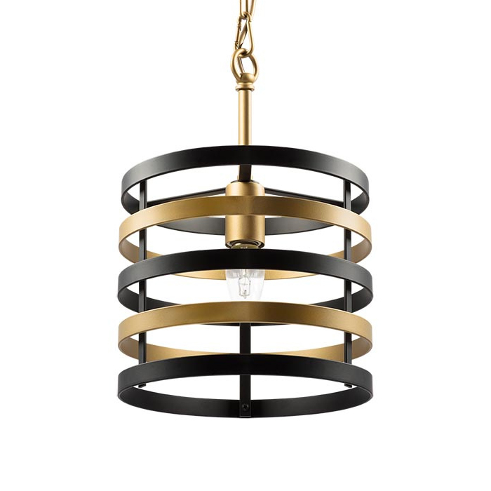 Подвесной светильник Gold Stripes Chandelier Черный Золотой в Рязани | Loft Concept 