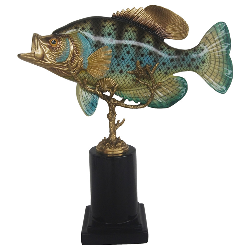 Статуэтка Fish on stand Бронза Морская синь Серо-голубой Статуэтка Fish on stand Бронза Морская синь Серо-голубой в Рязани | Loft Concept