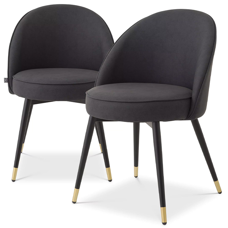 Комплект из двух стульев Eichholtz Dining Chair Cooper Set of 2 Grey Графит Черный Латунь Комплект из двух стульев Eichholtz Dining Chair Cooper Set of 2 Grey Графит Черный Латунь в Рязани | Loft Concept