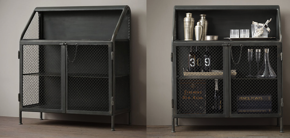 Бар металлический в стиле Лофт Vintage French Factory Bar Cart Бар металлический в стиле Лофт Vintage French Factory Bar Cart - Loft-Concept в Рязани