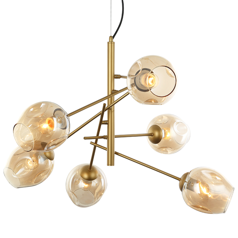 Люстра Branching Bubble Chandelier Vertical Gold Золотой Янтарь (Amber) в Рязани | Loft Concept 