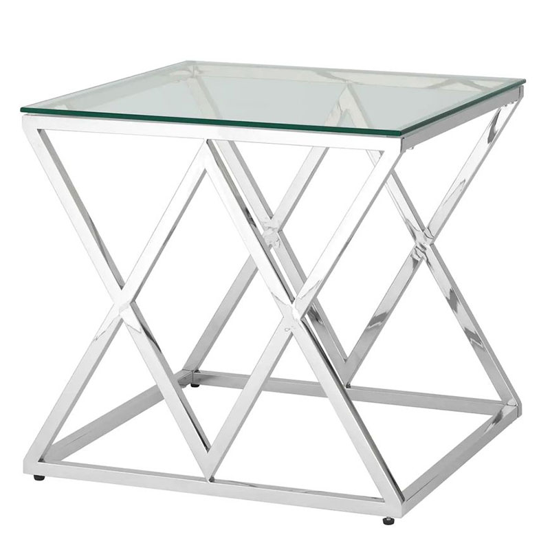 Стол приставной Geometry Rhombus Silver Серебряный Прозрачное Стекло Стол приставной Geometry Rhombus Silver Серебряный Прозрачное Стекло в Рязани | Loft Concept
