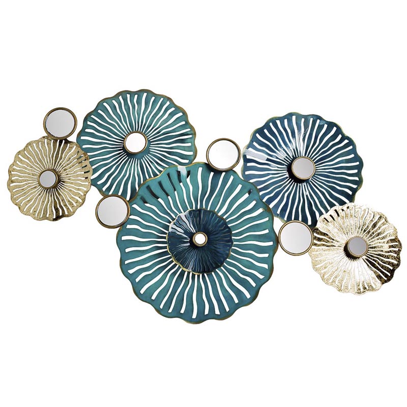Арт-объект Flower Disk with Mirrored Middle Золотой Синий Арт-объект Flower Disk with Mirrored Middle Золотой Синий в Рязани | Loft Concept