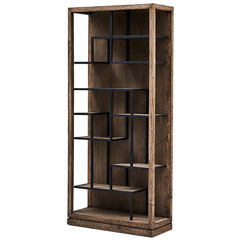 Стеллаж деревянный в стиле Лофт Geometric Loft Rack Черный Коричневый Стеллаж деревянный в стиле Лофт Geometric Loft Rack Черный Коричневый в Рязани | Loft Concept