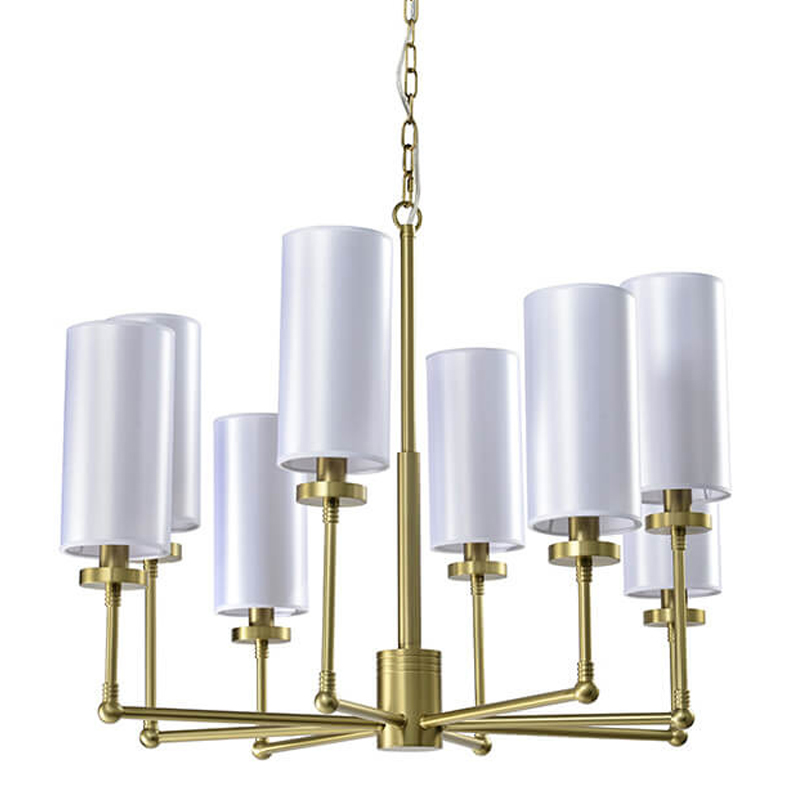 Люстра Fabric Lampshade Brass 8 Белый Матовая латунь Люстра Fabric Lampshade Brass 8 Белый Матовая латунь в Рязани | Loft Concept