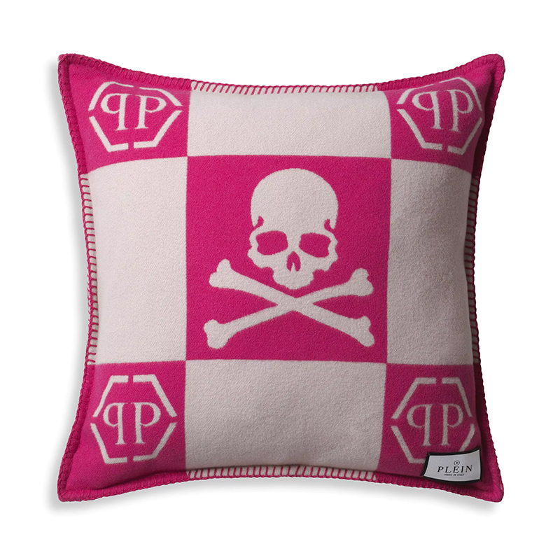 Подушка Philipp Plein Cushion Cashmere Skull 45 x 45 Pink Розовый Белый Подушка Philipp Plein Cushion Cashmere Skull 45 x 45 Pink Розовый Белый в Рязани | Loft Concept