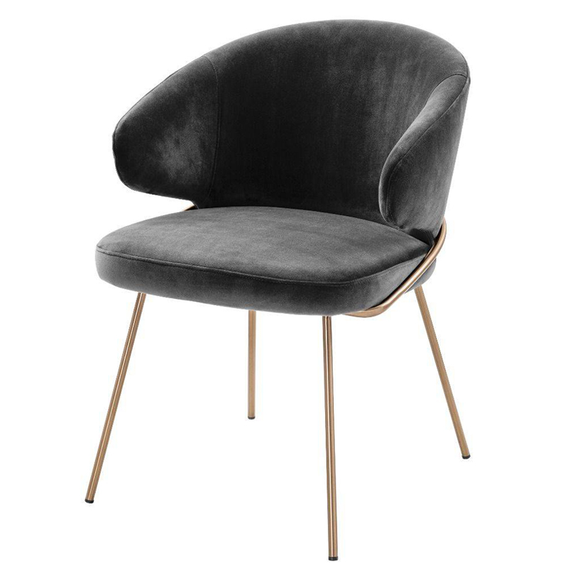 Стул Eichholtz Dining Chair Kinley dark grey Серый Латунь Стул Eichholtz Dining Chair Kinley dark grey Серый Латунь в Рязани | Loft Concept