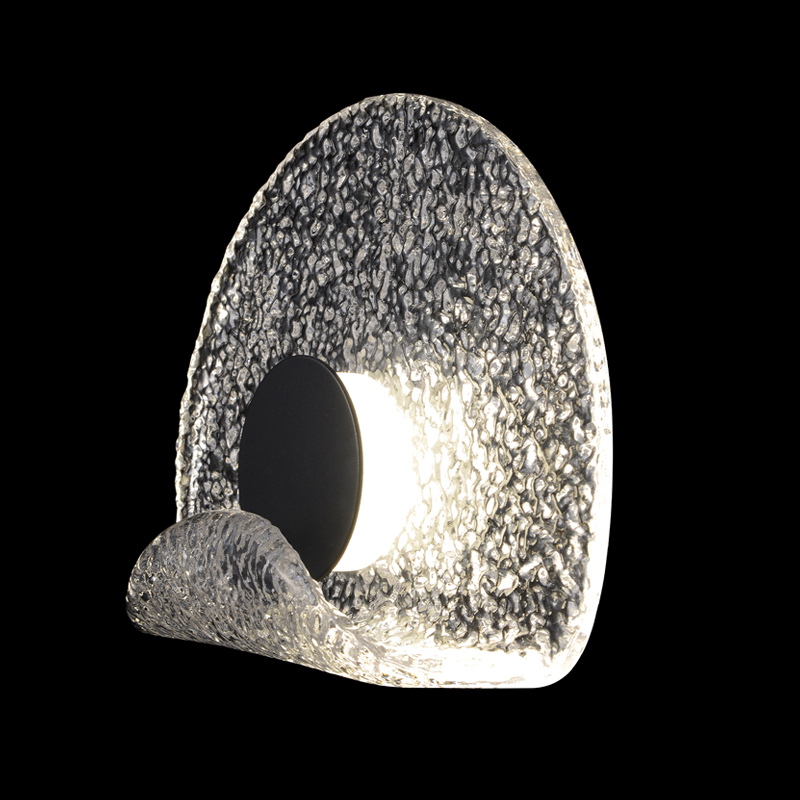 Бра из текстурированного прозрачного стекла с изогнутым краем Textured Glass Черный Прозрачное Стекло Бра из текстурированного прозрачного стекла с изогнутым краем Textured Glass Черный Прозрачное Стекло в Рязани | Loft Concept