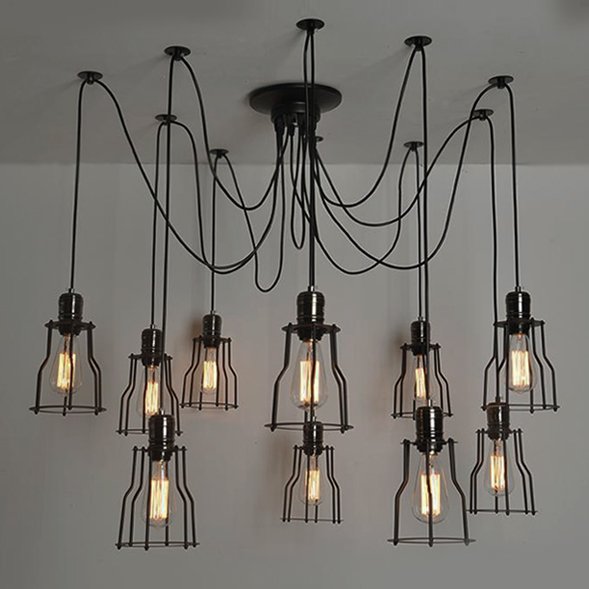 Люстра Loft Industrial 10 wire Cage Filament Pendant Бронза Черный матовый Люстра Loft Industrial 10 wire Cage Filament Pendant Бронза Черный матовый в Рязани | Loft Concept
