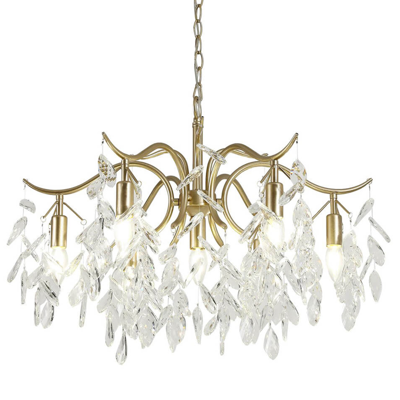 Люстра Hanging Crystal Leaves Chandelier 71 матовое золото Прозрачный (Transparent) Люстра Hanging Crystal Leaves Chandelier 71 матовое золото Прозрачный (Transparent) в Рязани | Loft Concept