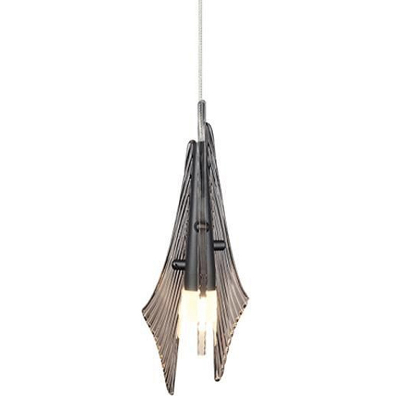 Подвесной светильник с черной металлической основой и рельефным плафоном Glass Pod Черный Белый Дымчатый (Smoke) Прозрачное Стекло в Рязани | Loft Concept 