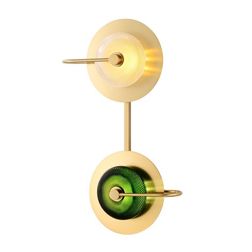 Бра Green Disk Double Зеленый Латунь Прозрачное Стекло в Рязани | Loft Concept 