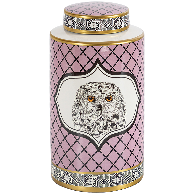 Ваза с крышкой Owl Collection Pink Vase Золотой Розовый Черно-белый Ваза с крышкой Owl Collection Pink Vase Золотой Розовый Черно-белый в Рязани | Loft Concept