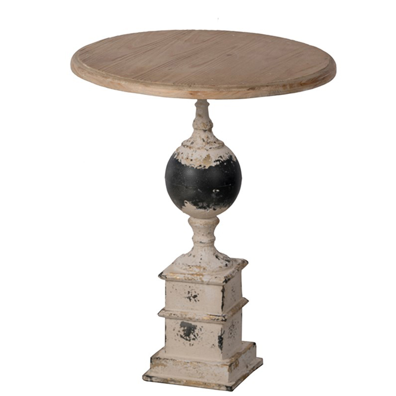 Приставной стол Pedestal Table Черный Белый винтажная патина Древесина Приставной стол Pedestal Table Черный Белый винтажная патина Древесина в Рязани | Loft Concept