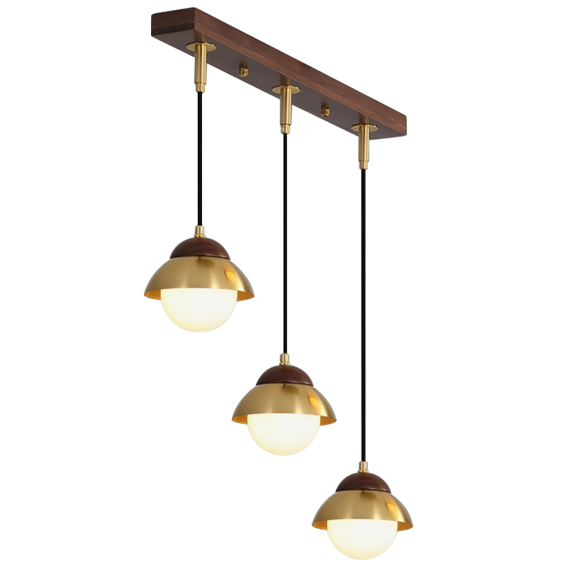 Линейный светильник Roch Linear Pendant Wooden Eco Light Белый Коричневый Латунь Линейный светильник Roch Linear Pendant Wooden Eco Light Белый Коричневый Латунь в Рязани | Loft Concept