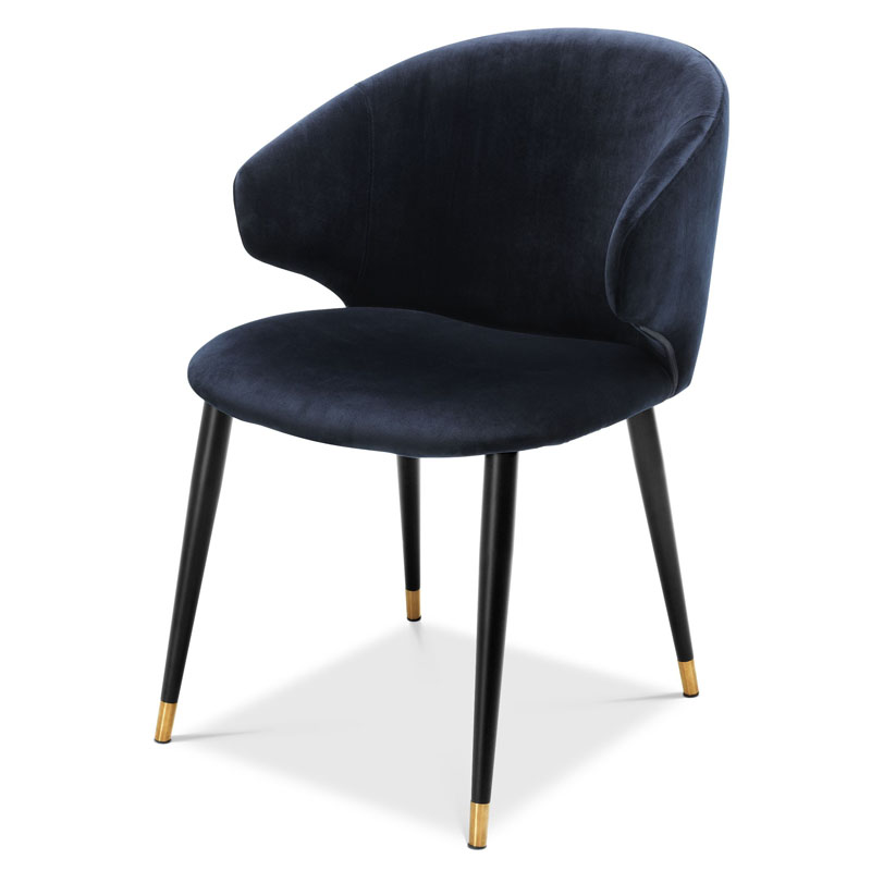 Стул Eichholtz DINING CHAIR VOLANTE blue Темно-синий Черный Золотой Стул Eichholtz DINING CHAIR VOLANTE blue Темно-синий Черный Золотой в Рязани | Loft Concept