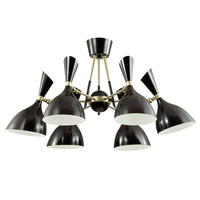 Потолочный светильник Duke Chandelier 6 black Черный матовое золото Потолочный светильник Duke Chandelier 6 black Черный матовое золото в Рязани | Loft Concept
