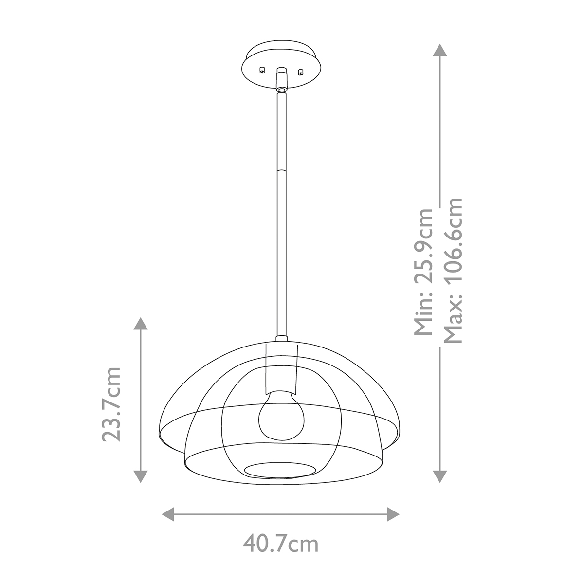 Подвесной светильник с прозрачным двойным стеклянным плафоном в форме купола и внутренней сферой Hinkley в Рязани