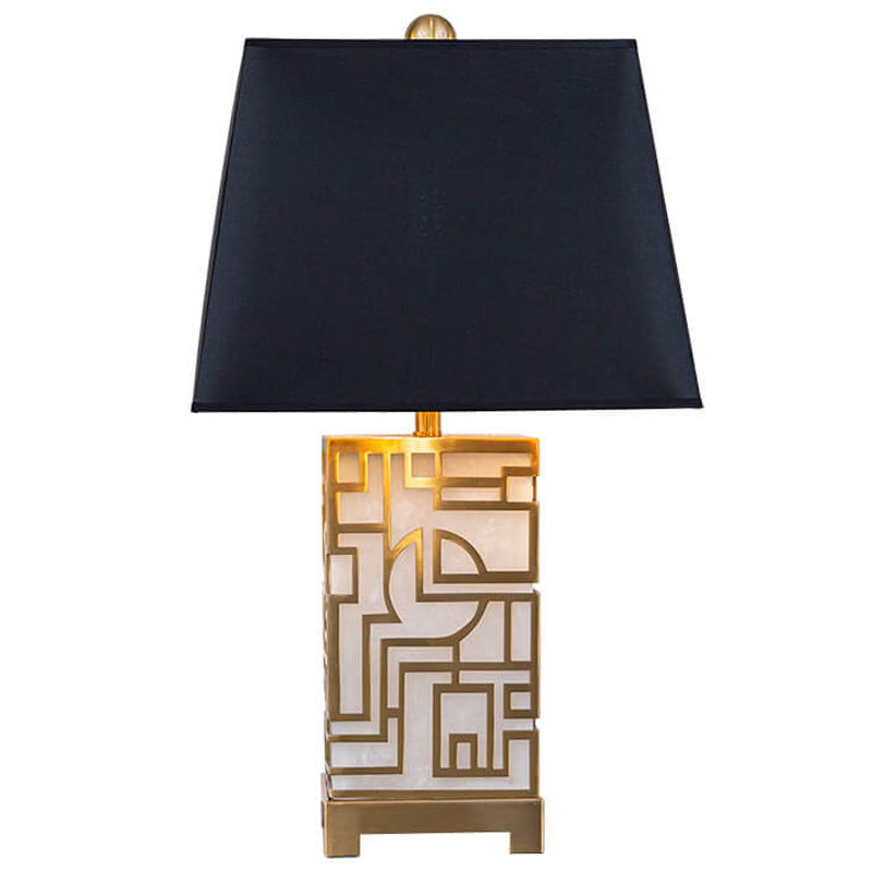 Настольная лампа с абажуром Aniqa Table Lamp Черный Золотой Белый Настольная лампа с абажуром Aniqa Table Lamp Черный Золотой Белый в Рязани | Loft Concept