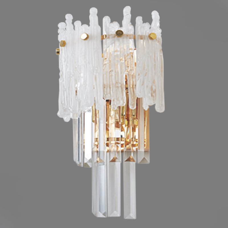 Бра Murano Glass ICE Белый Прозрачное Стекло Золотой Бра Murano Glass ICE Белый Прозрачное Стекло Золотой в Рязани | Loft Concept