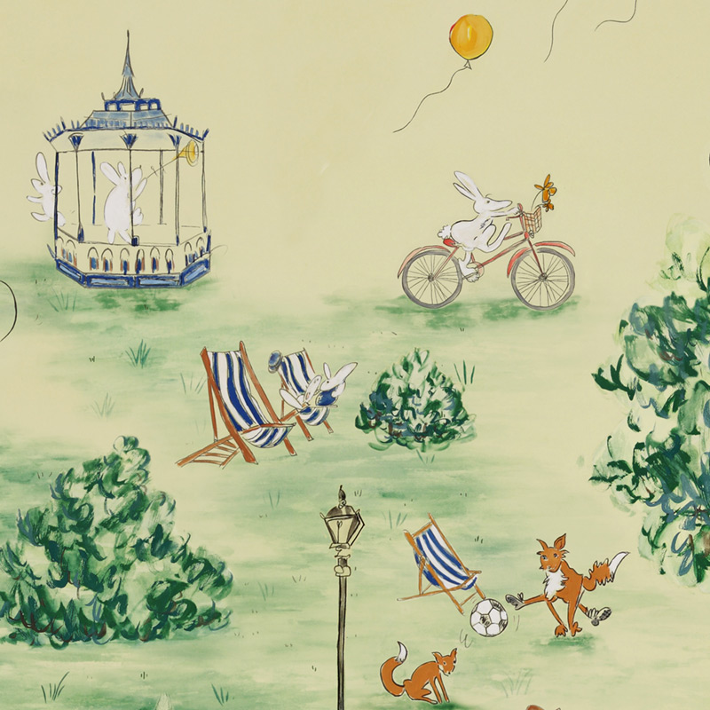 Обои ручная роспись Promenade Original colourway on cream painted silk Обои ручная роспись Promenade Original colourway on cream painted silk в Рязани | Loft Concept