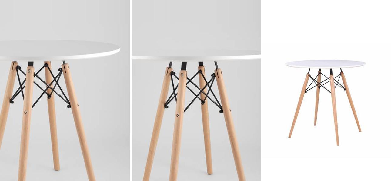 Стол обеденный круглый Paolini белая столешница - фото №1