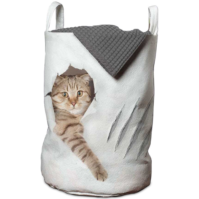 Корзина Hello Cat Basket Белый Бежево-серый в Рязани | Loft Concept 