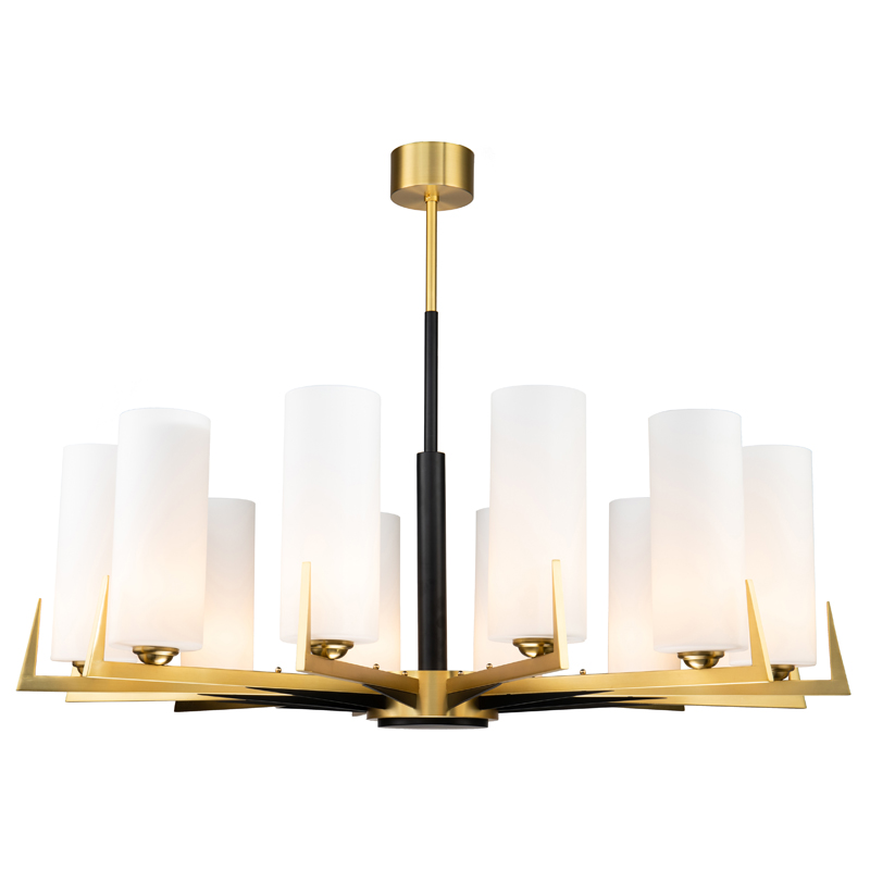 Люстра Benoit Chandelier 110 Латунь Белое матовое стекло Черный Люстра Benoit Chandelier 110 Латунь Белое матовое стекло Черный в Рязани | Loft Concept
