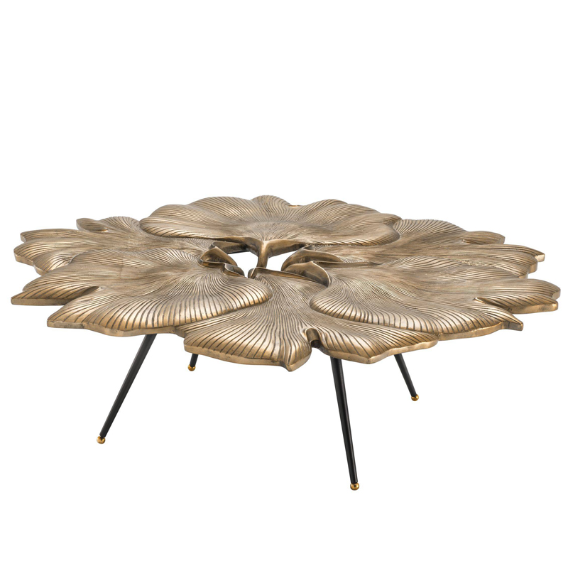 Кофейный стол Eichholtz Coffee Table Ginkgo Латунь Античная полированная Черный Кофейный стол Eichholtz Coffee Table Ginkgo Латунь Античная полированная Черный в Рязани | Loft Concept