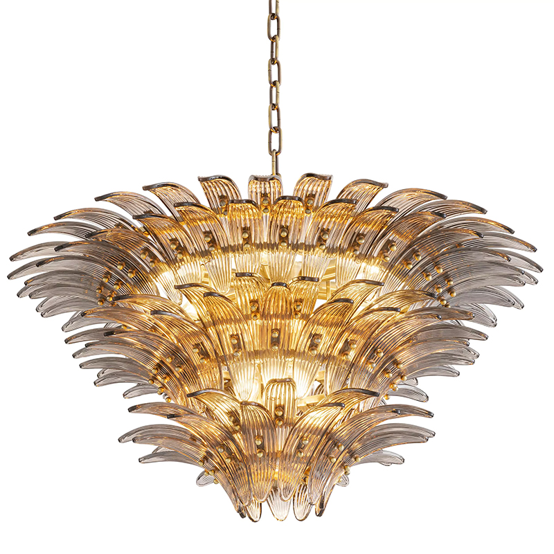 Люстра Eichholtz Chandelier Italo Латунь Стекло Смок Люстра Eichholtz Chandelier Italo Латунь Стекло Смок в Рязани | Loft Concept