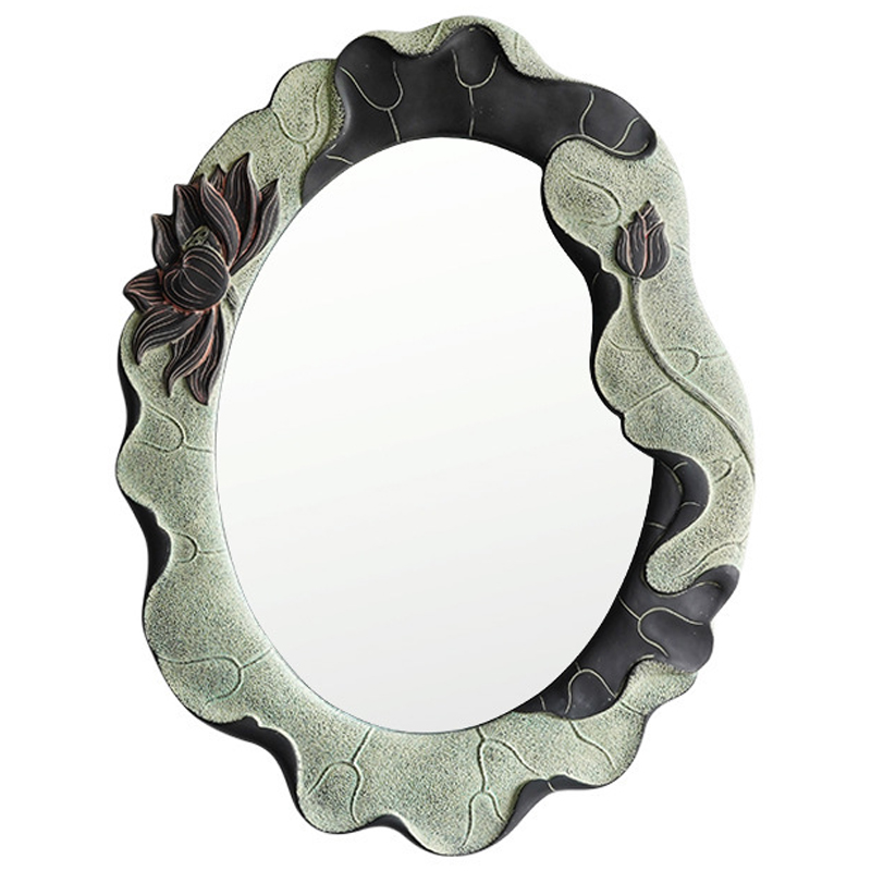 Зеркало Mirror Lotus Flowers oval Графит Зеленый шалфей Зеркало Mirror Lotus Flowers oval Графит Зеленый шалфей в Рязани | Loft Concept