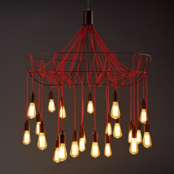 Люстра Blood Wire Chandelier Red 21 Красный Черный Люстра Blood Wire Chandelier Red 21 Красный Черный в Рязани | Loft Concept