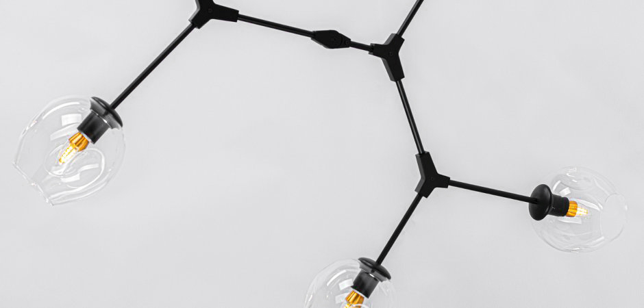 Люстра Сrumpled Glass Bubble Chandelier Black 6 плафонов Люстра Сrumpled Glass Bubble Chandelier Black 6 плафонов - Loft-Concept в Рязани