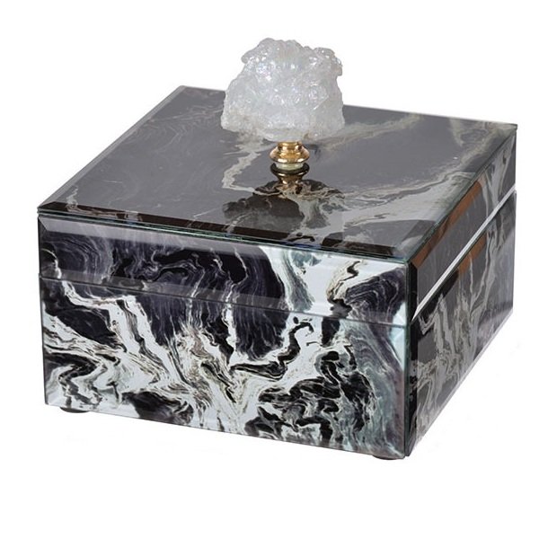 Шкатулка Gray Marble горный хрусталь S Серый Шкатулка Gray Marble горный хрусталь S Серый в Рязани | Loft Concept