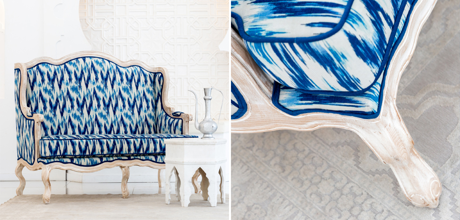 Двухместный диван с голубым узором Ikat Pattern Двухместный диван с голубым узором Ikat Pattern - Loft-Concept в Рязани