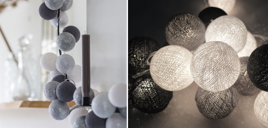 Гирлянда хлопковые фонарики Сotton Ball Silver Mix - Loft-Concept в Рязани