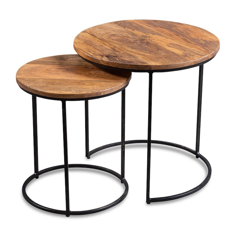 Комплект приставных столов Stafford Table lighter Черный Коричневый Комплект приставных столов Stafford Table lighter Черный Коричневый в Рязани | Loft Concept