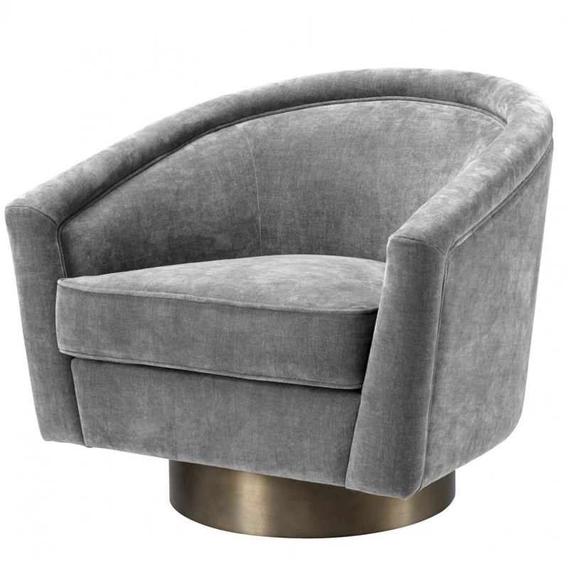 Кресло Eichholtz Swivel Chair Catene Grey Серый матовое золото Кресло Eichholtz Swivel Chair Catene Grey Серый матовое золото в Рязани | Loft Concept