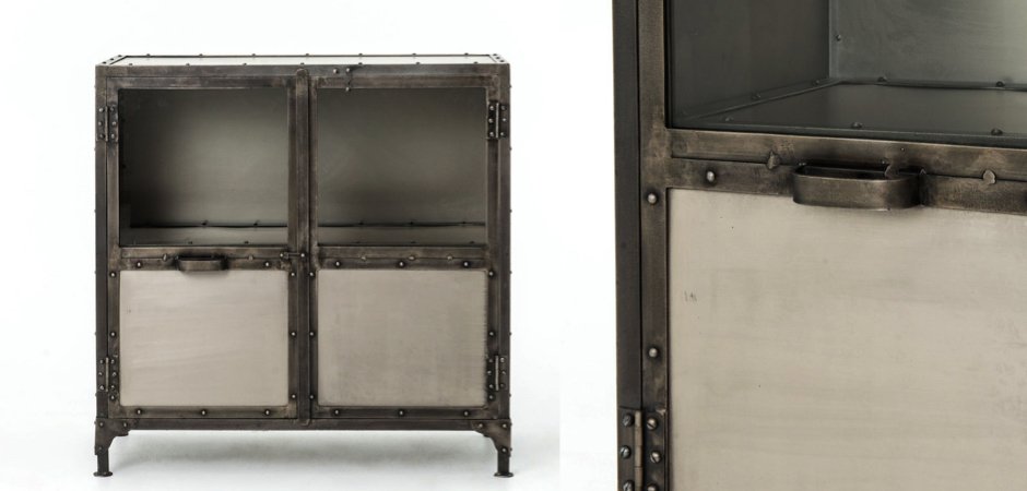 Комод металлический Industrial Steampunk Nickel 2 Door Cabinet Комод металлический Industrial Steampunk Nickel 2 Door Cabinet - Loft-Concept в Рязани