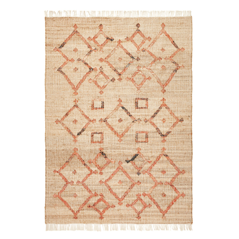 Ковер Ornament Carpet джут и хлопок Бежевый Красный Ковер Ornament Carpet джут и хлопок Бежевый Красный в Рязани | Loft Concept