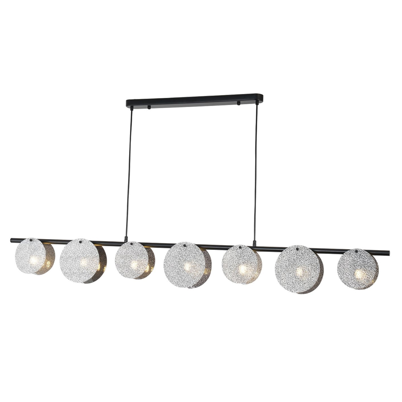 Люстра с плафонами из стекла Кракле Nimbus Lamp Дымчатый (Smoke) Серебряный Черный Люстра с плафонами из стекла Кракле Nimbus Lamp Дымчатый (Smoke) Серебряный Черный в Рязани | Loft Concept
