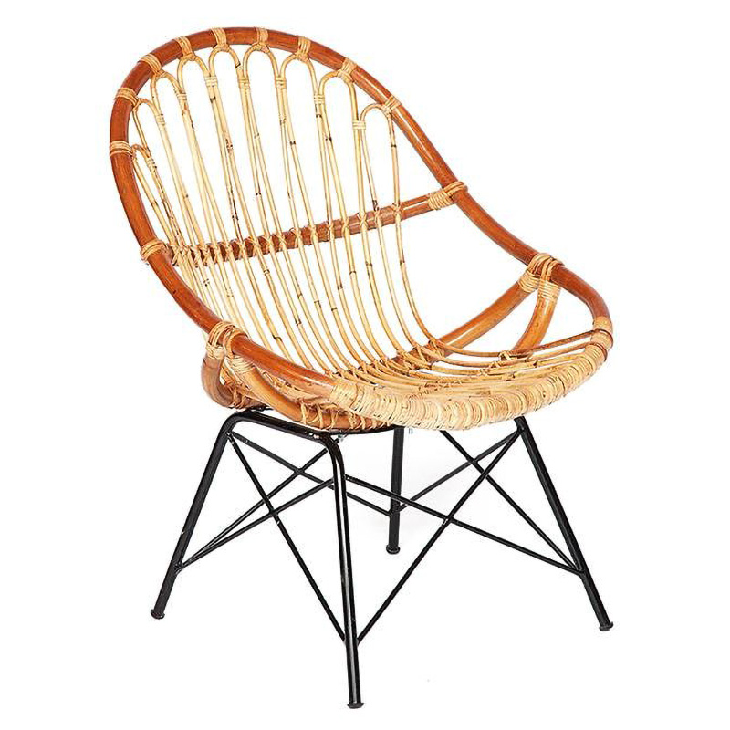 Кресло Rattan Wicker Chair Red Carcass Древесина Черный Кресло Rattan Wicker Chair Red Carcass Древесина Черный в Рязани | Loft Concept