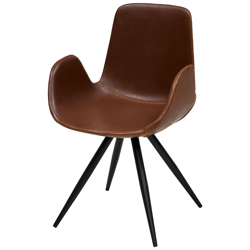 Стул коричневый с обивкой из эко-кожи Leigh Chair Коричневый Черный Стул коричневый с обивкой из эко-кожи Leigh Chair Коричневый Черный в Рязани | Loft Concept